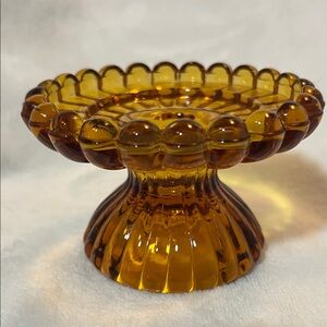 Vintage MCM Amber Glass Candle Holder